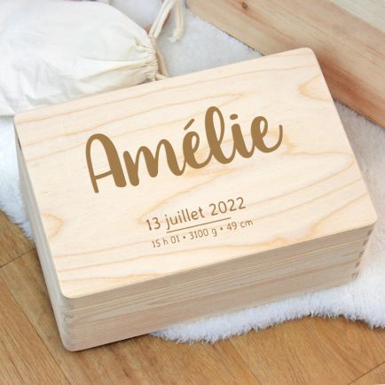 Boîte à souvenirs personnalisable avec prénom en bois