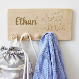 Portemanteau pour enfant Éléphant en bois personnalisable