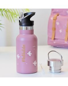 Kinder-Thermosflasche Schwalbe rosa mit Gravur