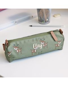 Trousse à crayons Cerf vert olive personnalisable