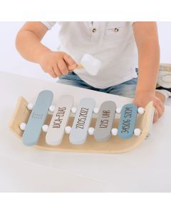 Xylophon blau für Kinder personalisierbar aus Holz